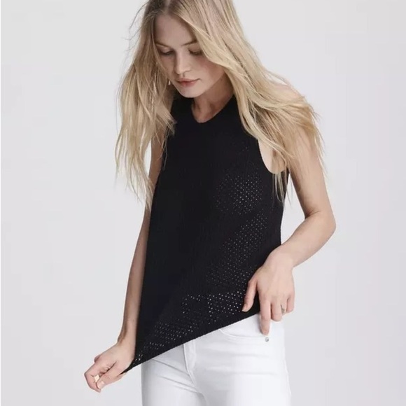 Rag & Bone / JEAN The Atlantis Perforated Tank In Black (101) - Picture 1 of 7